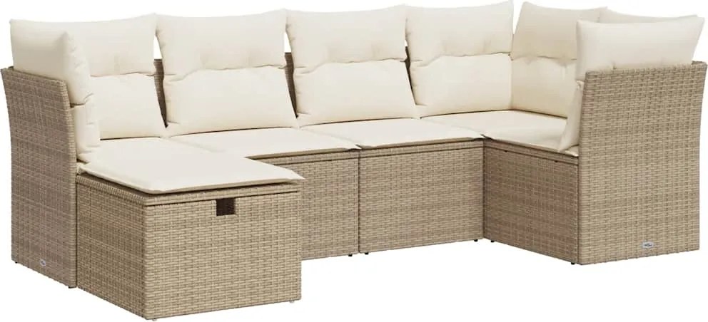 vidaXL Set canapele de grădină cu perne, 6 piese, bej, poliratan