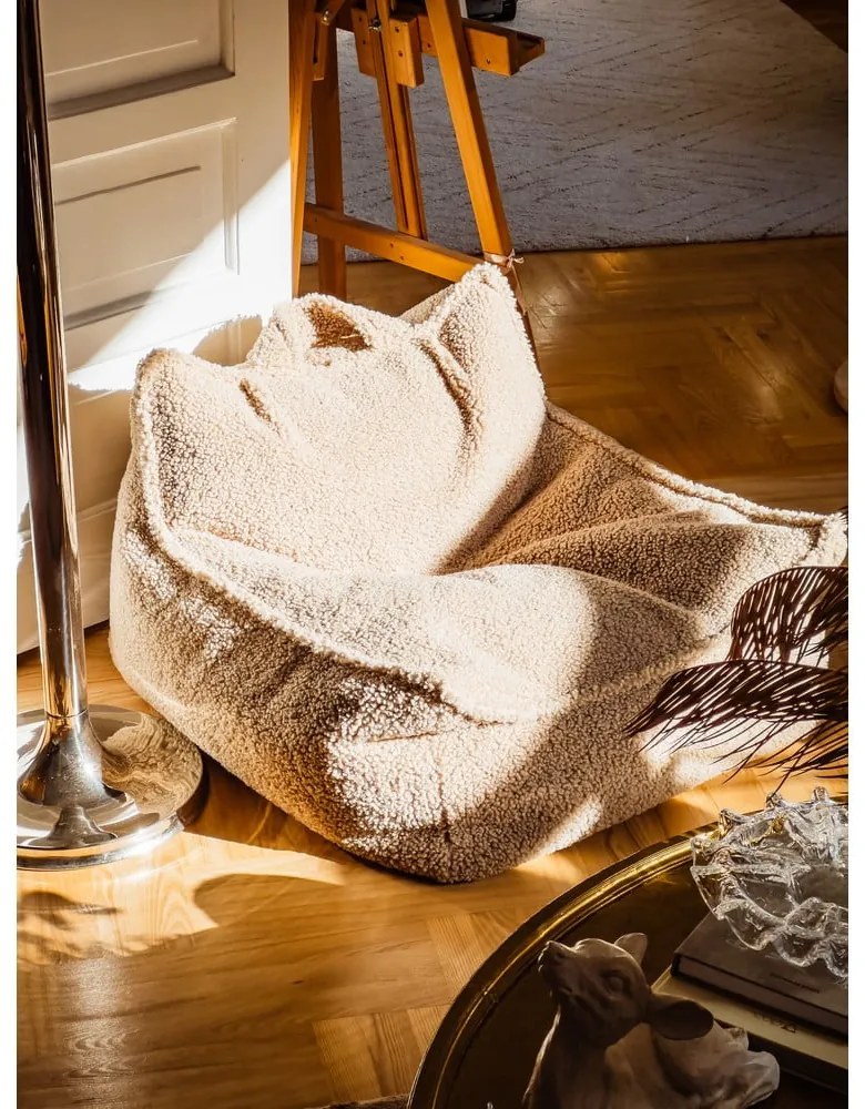 Fotoliu puf pentru copii maro deschis cu tapițerie din țesătură bouclé Chair – Wigiwama