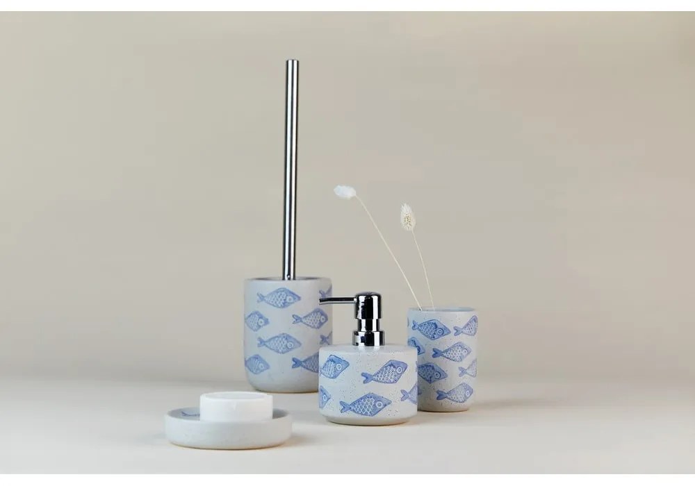 Săpunieră ceramică Wenko Aquamarin, albastru - alb