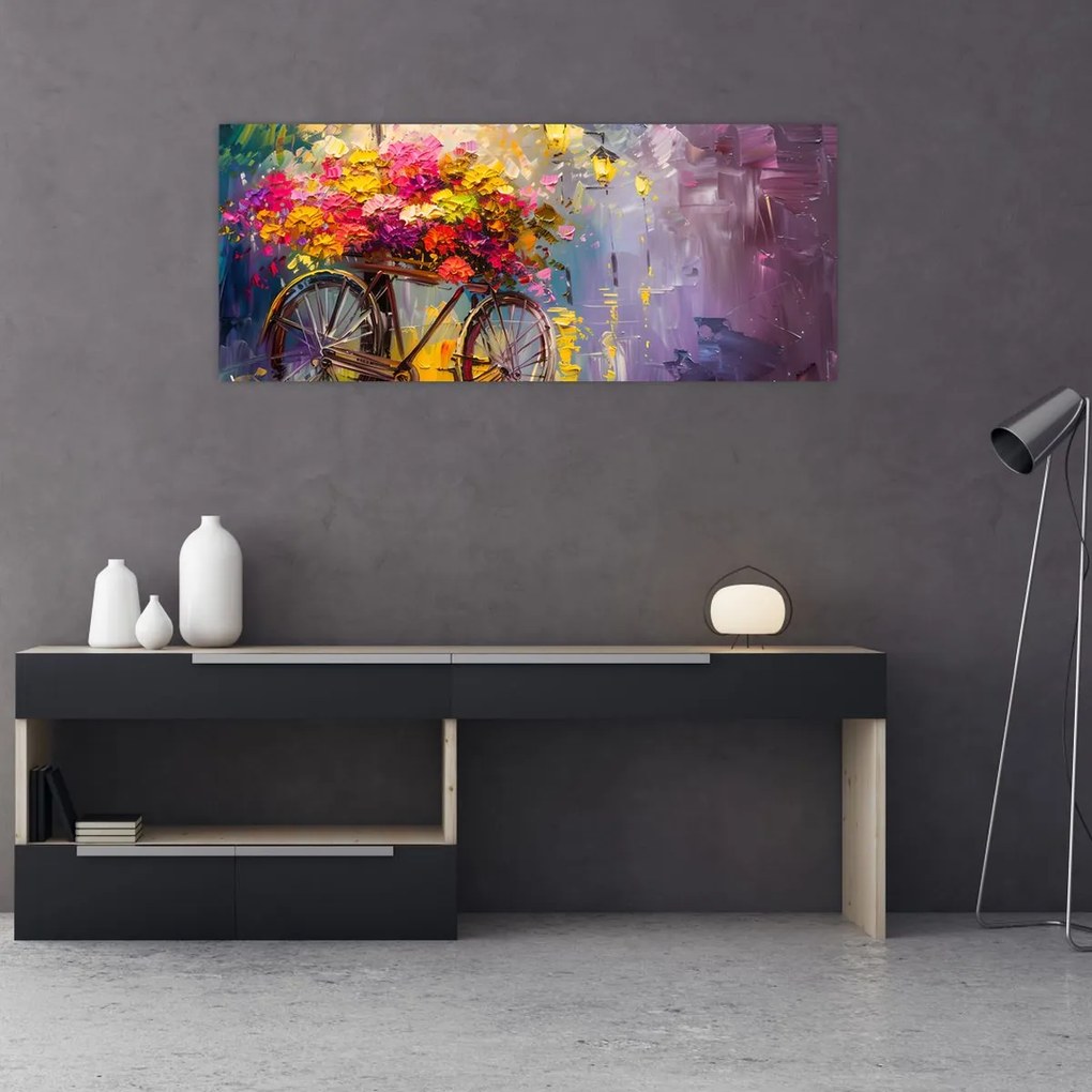 Tablou - Roată cu flori (120x50 cm)