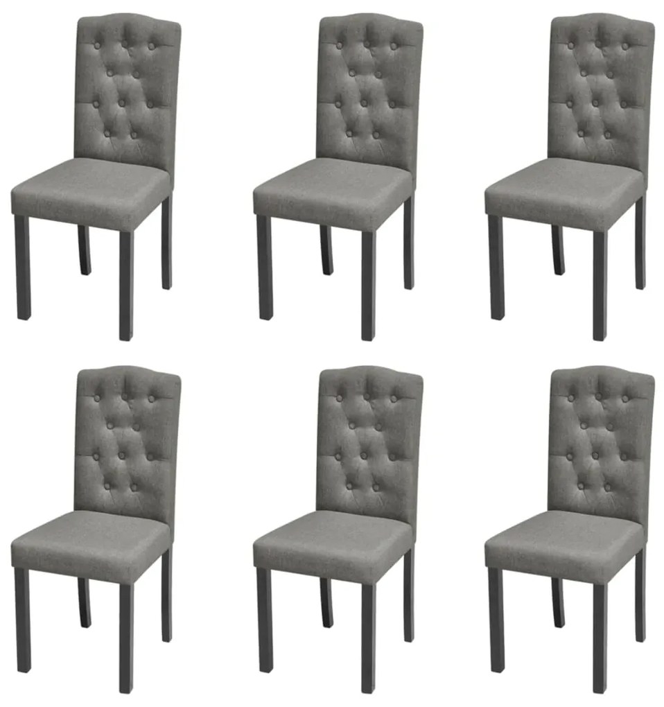 272247 vidaXL Set 6 scaune de bucătărie, tapițerie din material textil, gri închis