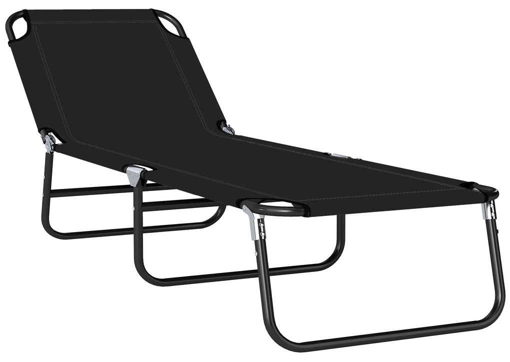 Outsunny Scaune de Piscina Sezlong Pliabile, Scaune de Bronzat in Aer Liber, cu Spatar Rabatabil, Cadru din Otel si Plasa