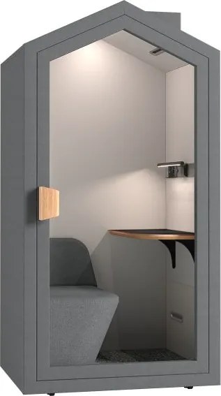 Office phone booth cu fotoliu integrat, ventilație și masă - Ash