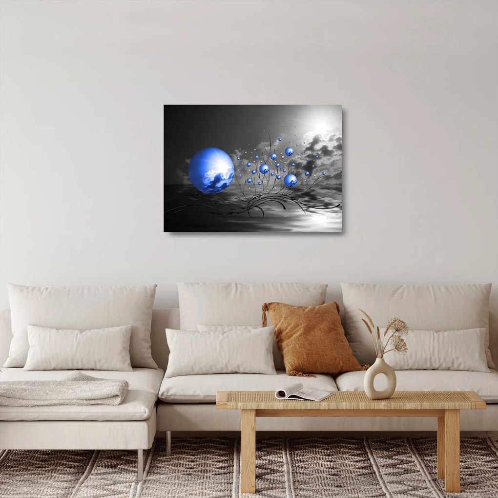 Tablou pe sticlă bilelor albastru închis (70x50 cm)