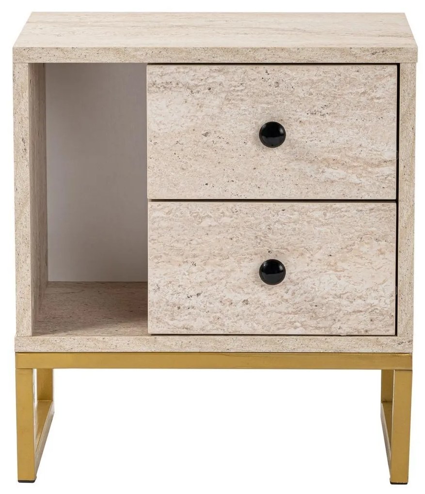 Noptieră Glimarolla (travertin + Auriu). Promo -33%. 1106615