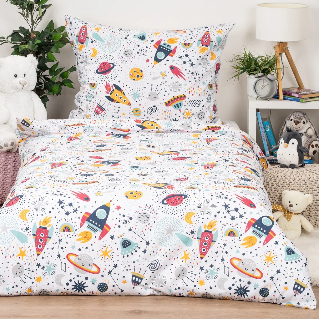 Lenjerie de pat din bumbac pentru copii 4Home Cosmic Adventure, 140 x 200 cm, 70 x 90 cm
