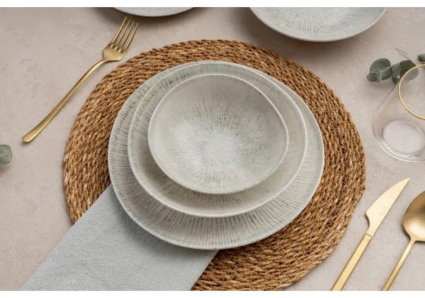 Set de veselă 24 piese, gri, din porțelan