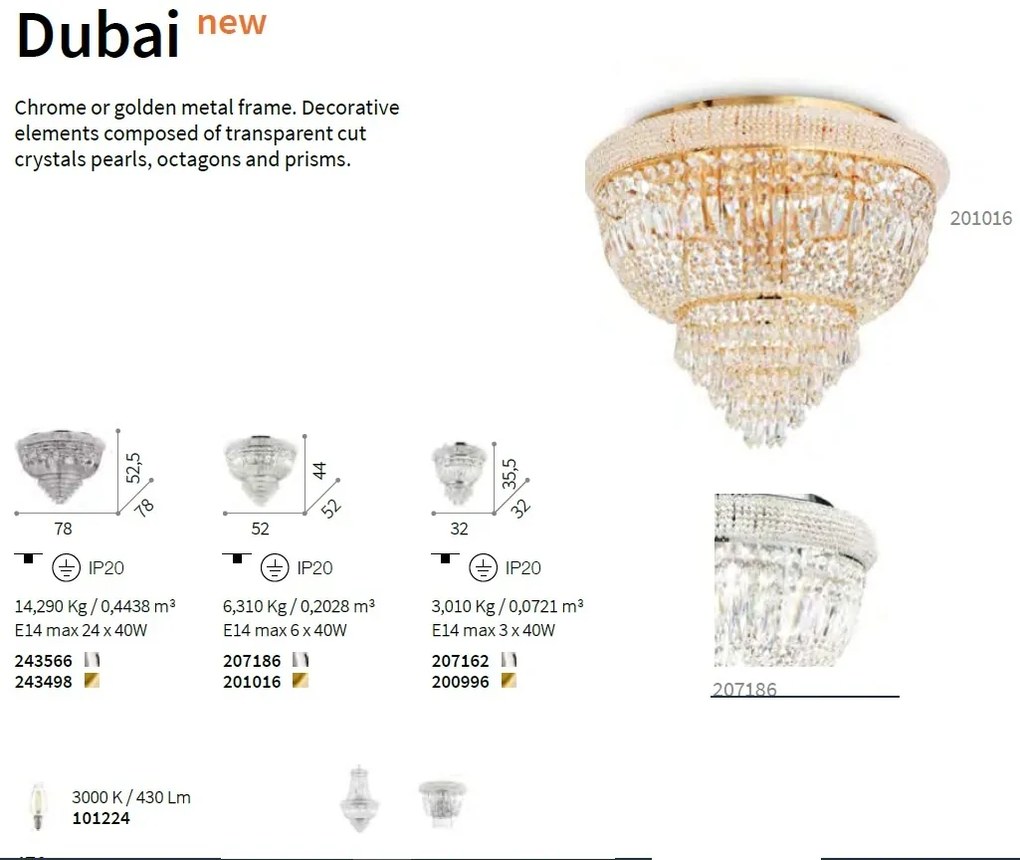 Lustra aplicata design clasic DUBAI PL24 OTTONE 243498 IDL