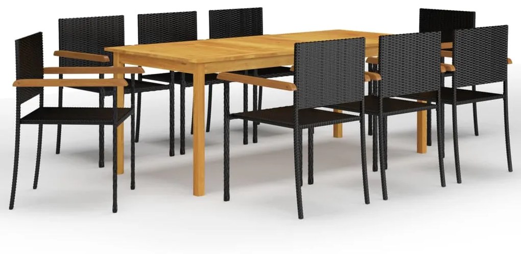 3067902 vidaXL Set mobilier de grădină, 9 piese, negru