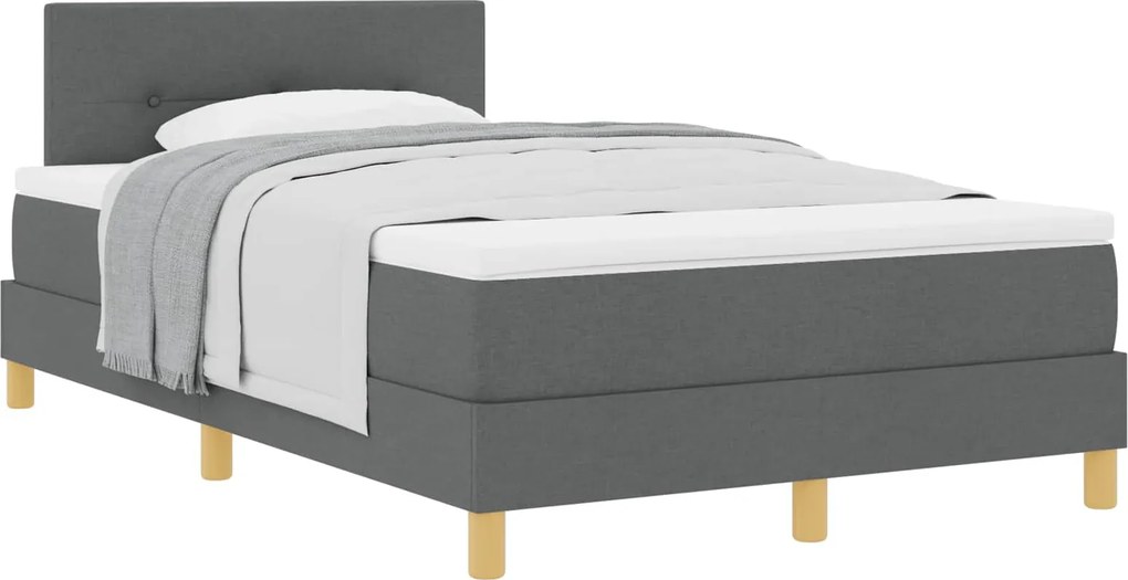 vidaXL Pat cu arcuri cu saltea Gri închis 120 x 190 cm țesătură