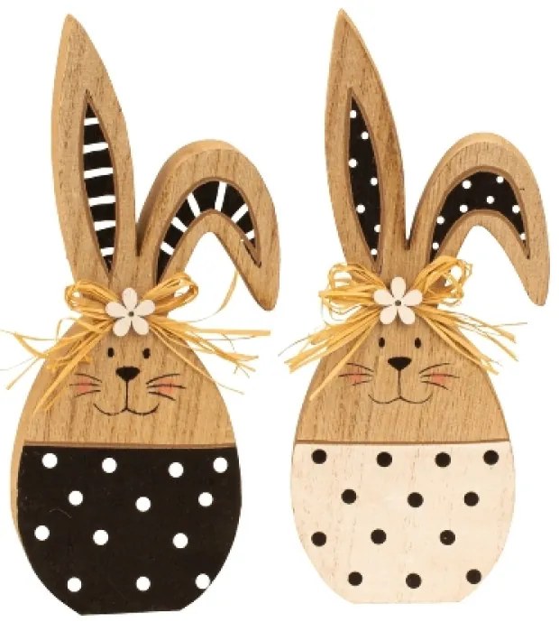 Iepuras de Paste din lemn WOODEN BUNNY - diverse variante