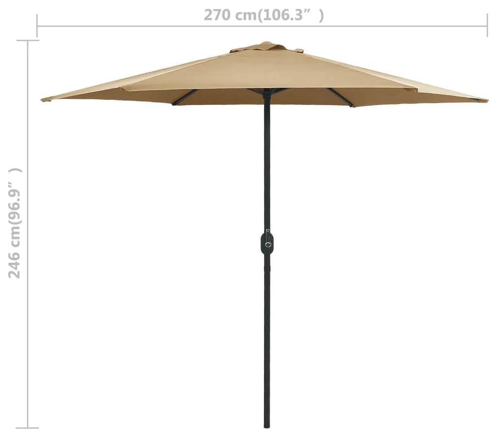 Umbrela de soare cu stalp aluminiu, gri taupe, 270 x 246 cm Gri taupe