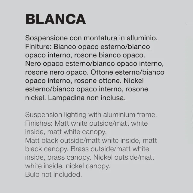 Lustra din aluminiu BLANCA alb, negru, nickel sau alama