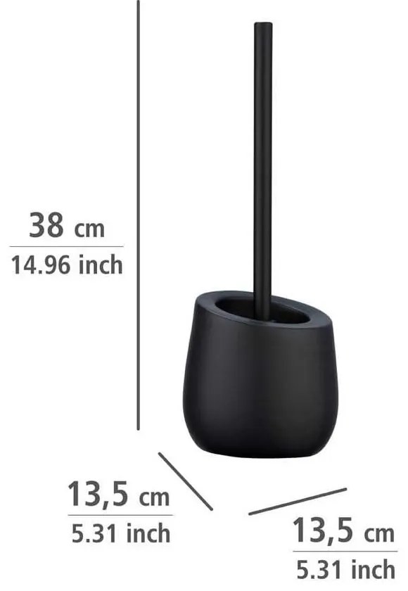 Perie de WC negru-mat din ceramică Badi – Wenko