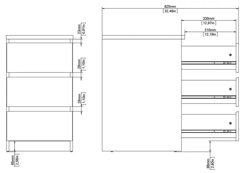 Comodă Simplicity 40 x 50 x 70 cm, alb lucios