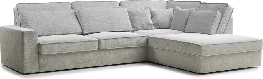 Colțar gri deschis cu tapițerie din chenille (cu colț pe partea dreaptă/în formă de ”L”) Kirou – Maison de Rêve