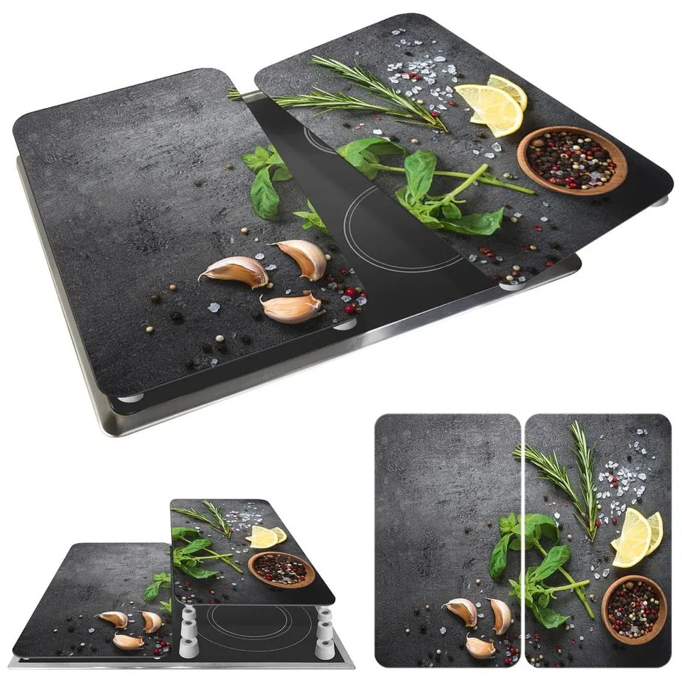 Set 2 protecții din sticlă pentru aragaz Wenko Universal Herbs