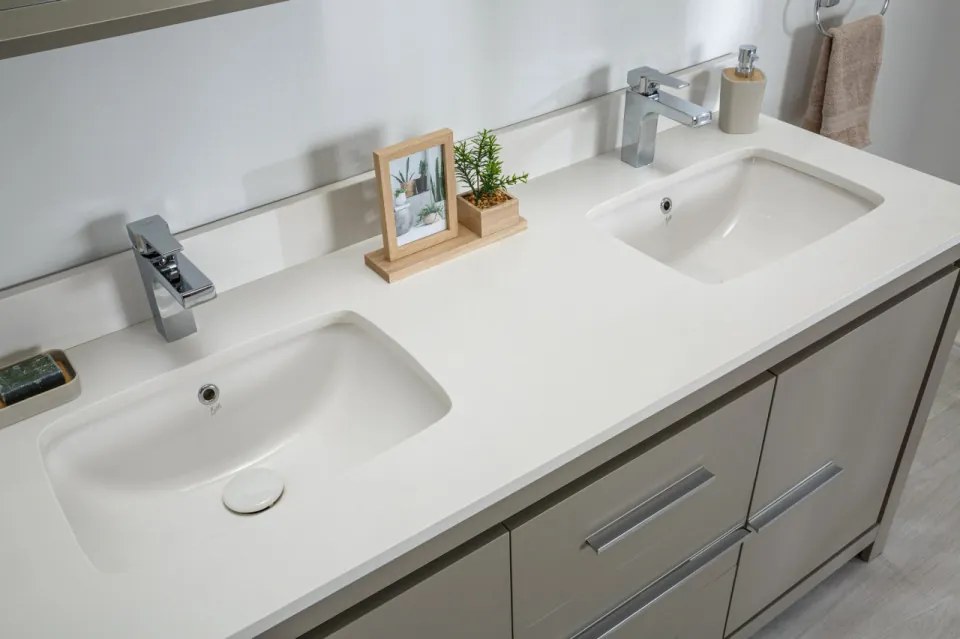 Set Mobilier Baie Superior 60, Include Dulap Baza cu Lavoar Dublu și 2 Oglinzi, 150 cm, Gri