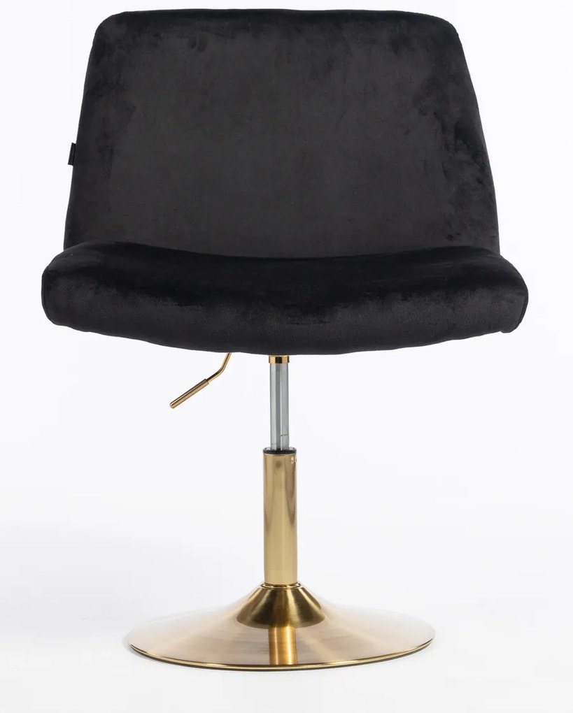 HR150N Scaun Neagră din Catifea cu Bază Aurie