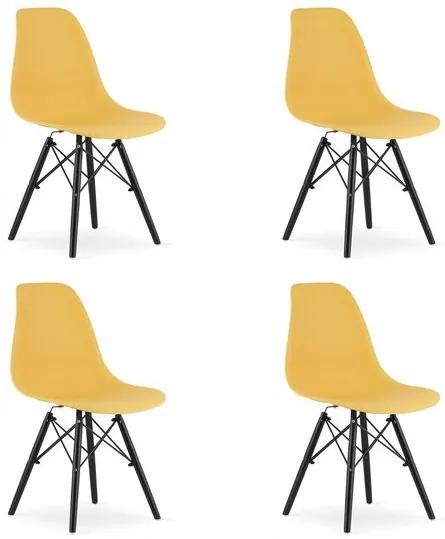 Set 4 scaune stil scandinav, Artool, Osaka, PP, lemn, mustar si negru, 46x54x81 cm