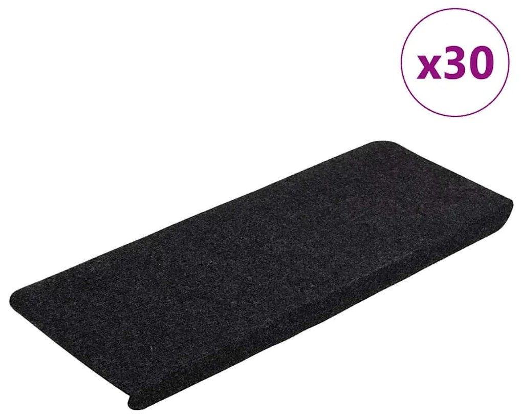 vidaXL Covorașe scară autoadezive 30 buc Negru 65x24,5x3,5 cm