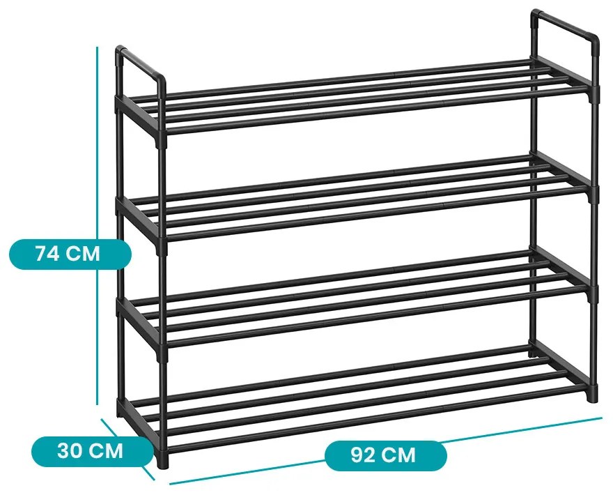 Suport metalic pentru pantofi cu 4 niveluri 92x30x72cm