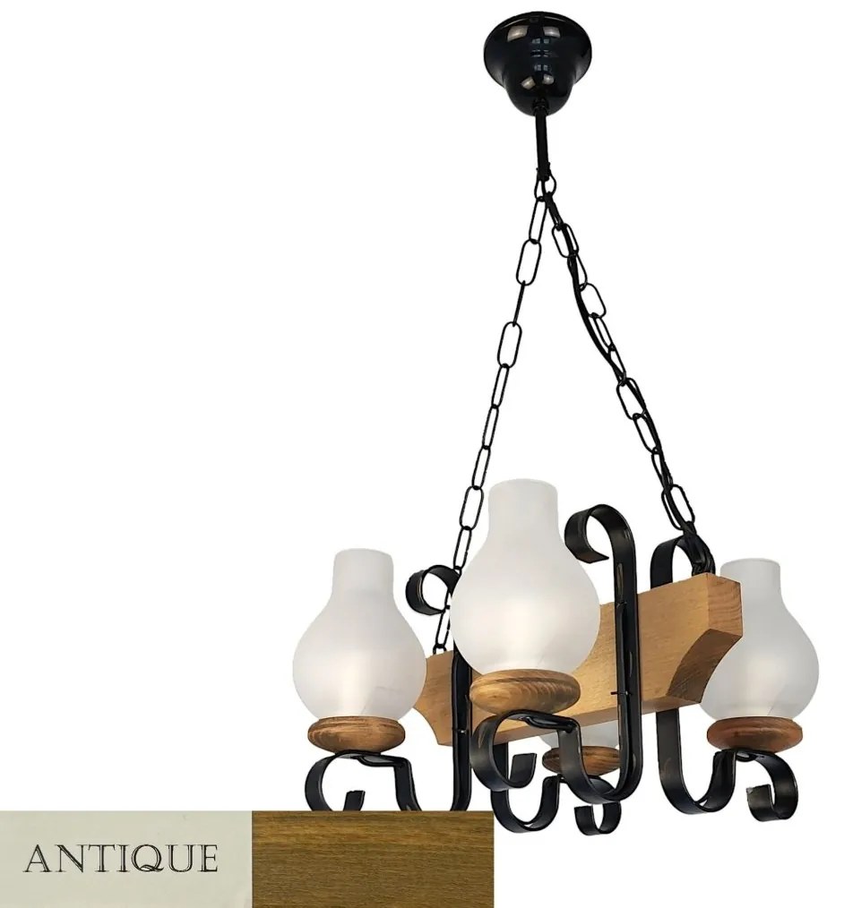 Candelabru rustic fabricat manual din lemn 4 brate Vela WOOD-VE-SP4
