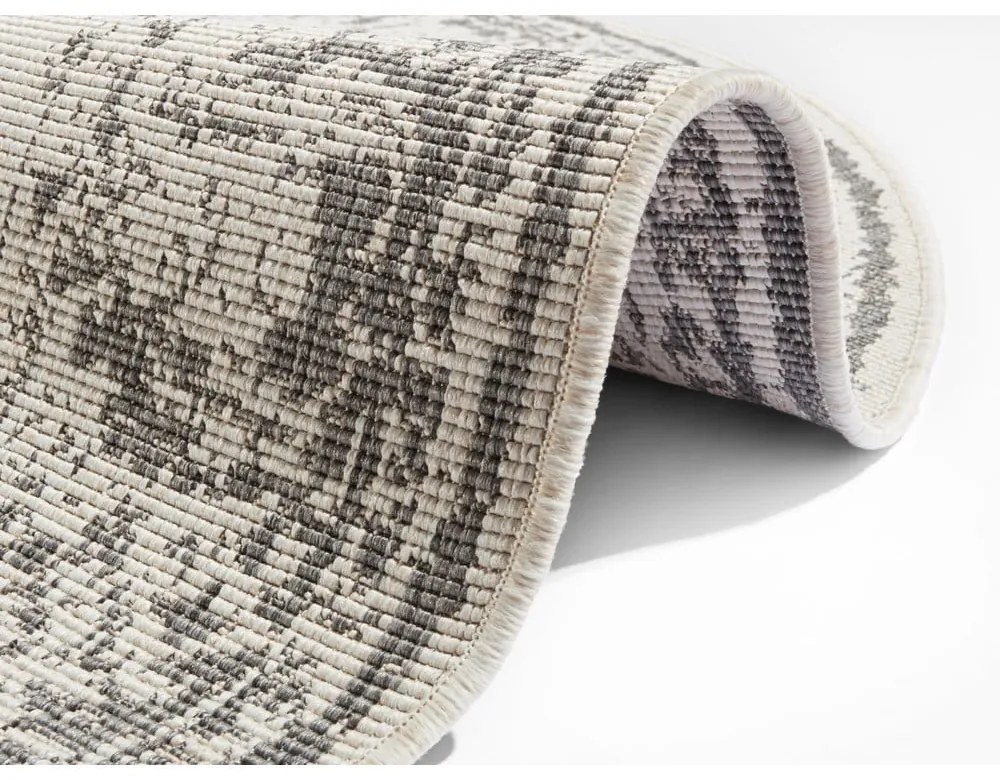 Covor adecvat pentru exterior NORTHRUGS Borbon, ø 140 cm, gri-crem