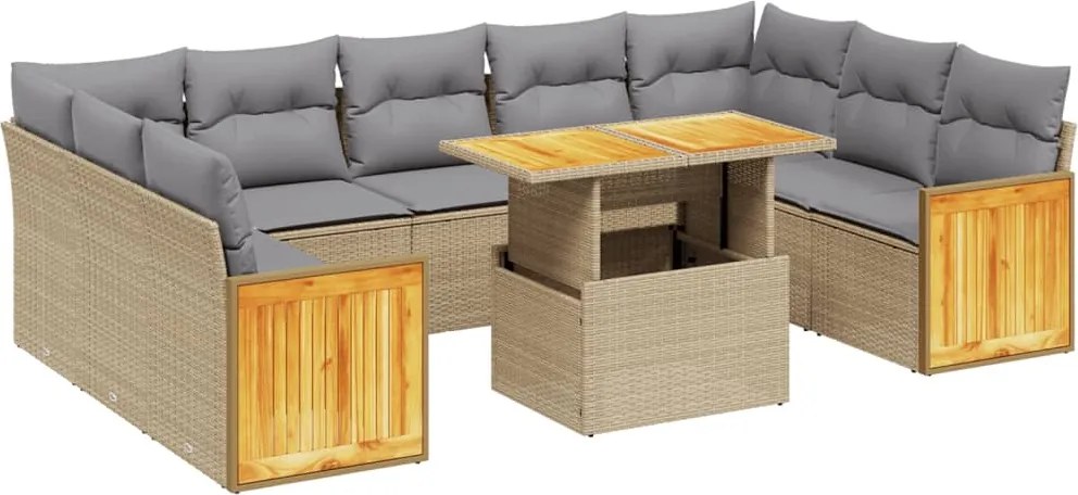 vidaXL Set canapele de grădină cu perne, 10 piese, bej, poliratan
