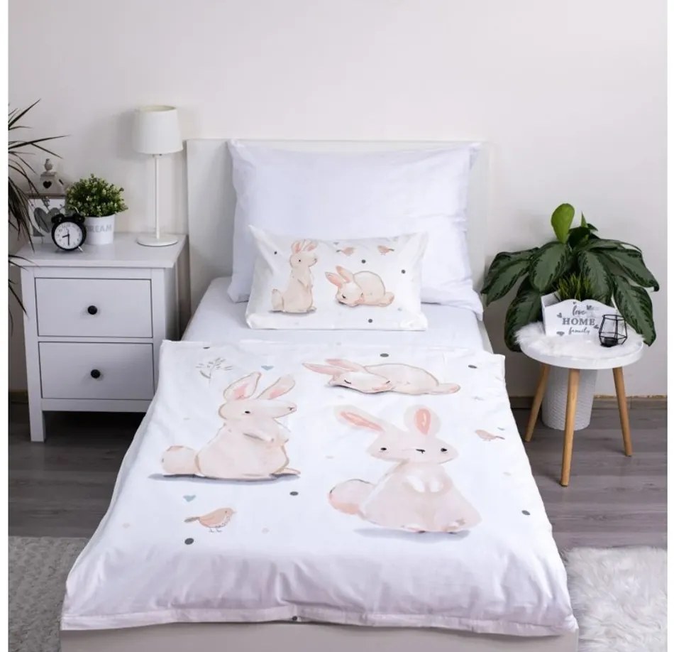 Lenjerie de pat din bumbac pentru patut BUNNIES albă Dimensiune lenjerie de pat: 40 x 60 cm | 100 x 135 cm