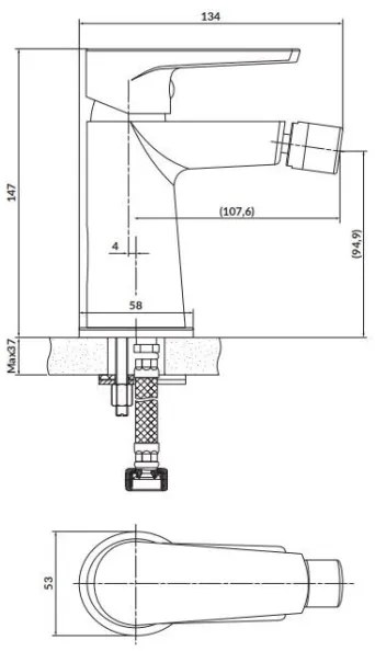 Baterie de bideu Cersanit S951-351 MODUO crom lucios