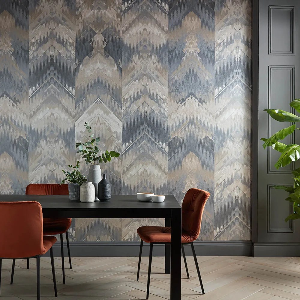 Tapet Reflections, Pewter Silver Luxury Geometric, 1838 Wallcoverings, 6.5mp / rola