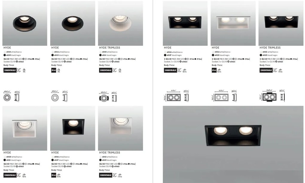 Rama Spot incastrabil tavan fals IP44 HYDE Black orientable round 40119