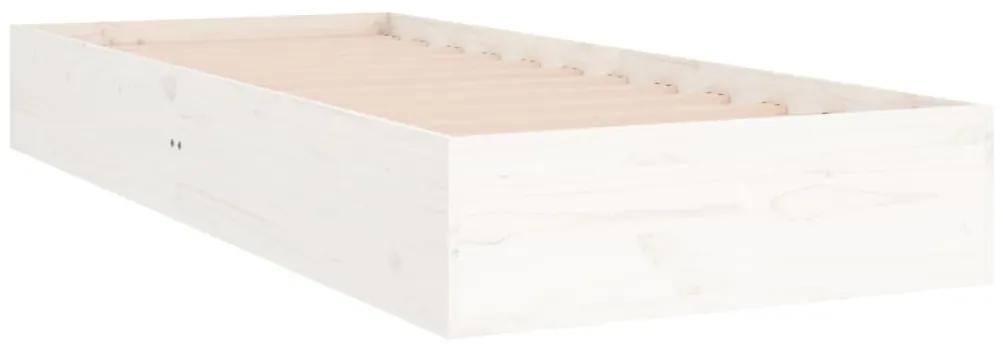 Cadru de pat single 3ft, alb, 90x190 cm, lemn masiv