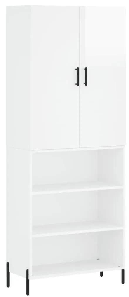 3196077 vidaXL Dulap înalt, alb extralucios, 69,5x34x180 cm, lemn compozit