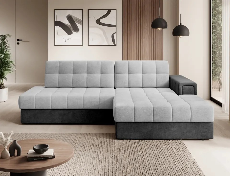 Coltar extensibil cu spatiu oentru depozitare, 240x150x82 cm, Blezalt R, Eltap (Culoare: Gri deschis / Gri)