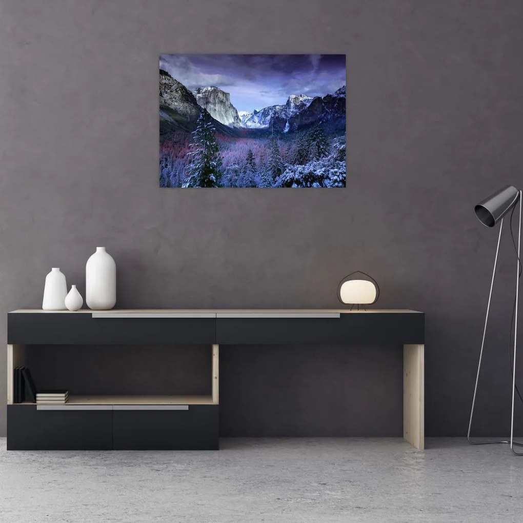 Tablou cu peisaj montan iarna (70x50 cm)