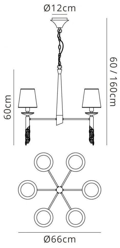 Candelabru elegant cu 6 brate Tiffany alama antique/ abajur soft bronz