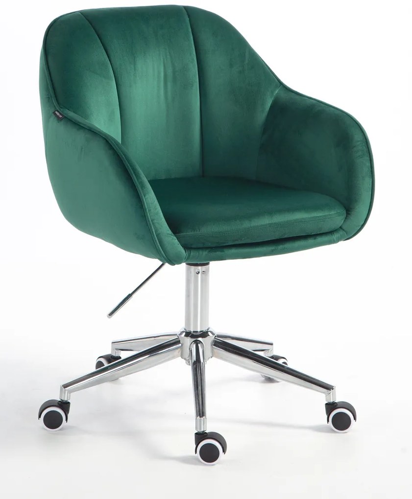 HR2055K Scaun Verde din Catifea cu Bază Cromata