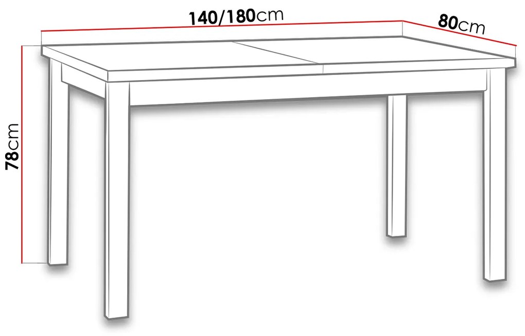 Masă sufragerie extensibilă Deasal 80 x 140 180 II (Stejar artisan + Alb) (pentru 4-8 persoane). 1105368