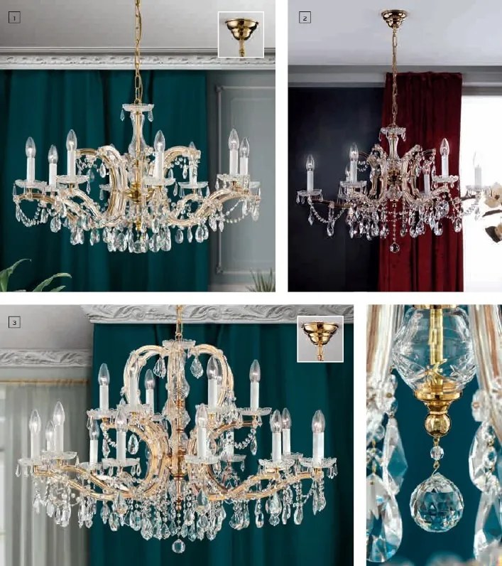 Candelabru de lux cristal Swarovski Maria Theresia-A 6L 24K gold plated