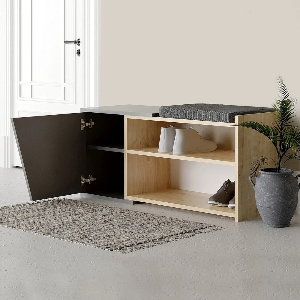 Comodă pentru pantofi Fiona - Oak, Anthracite