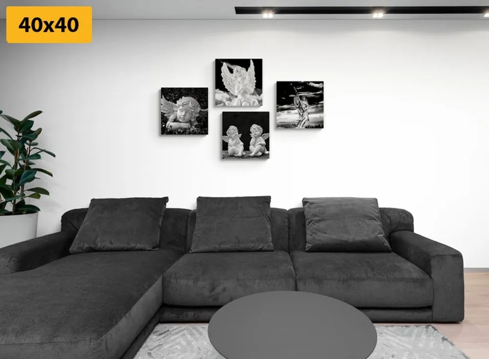 Set tablouri îngerașii în design alb-negru