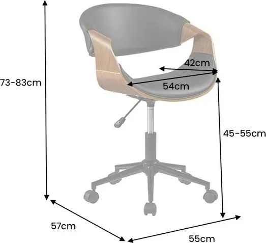 Scaun de birou pivotant ORGANIC nuc/ negru