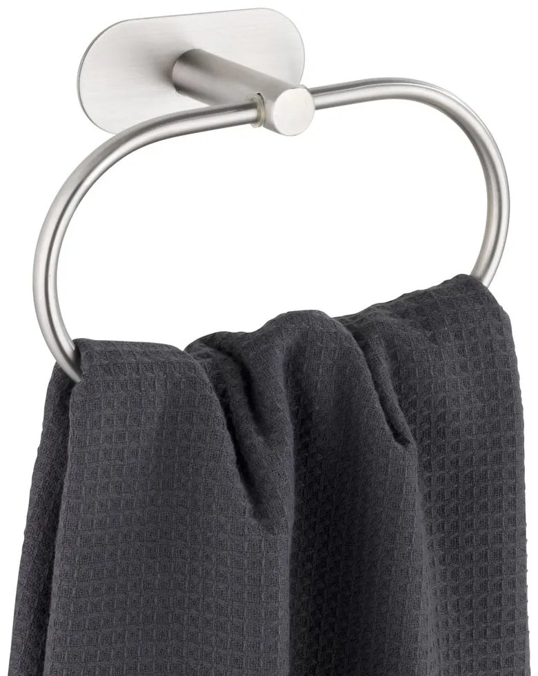Suport pentru prosoape argintiu mat autoadeziv din oțel inoxidabil Orea – Wenko