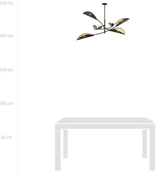 Lustră pe tijă LOTUS 6xE14/10W/230V negru/auriu