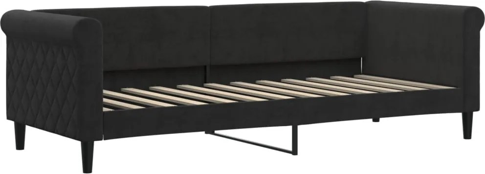 vidaXL Pat de zi, negru, 80x200 cm, catifea