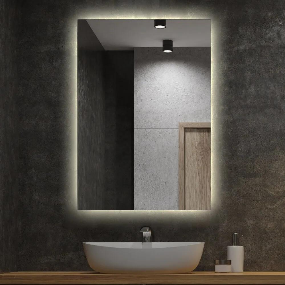 Dreptunghiulara oglinda pentru baie cu led 80x60 cm Alb cald (3000K)