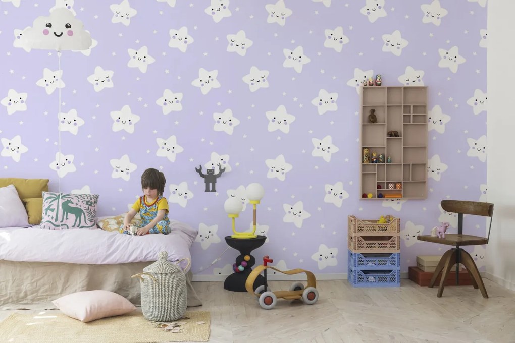 Fototapet, Cute Stars, Lilac, Rebel Walls