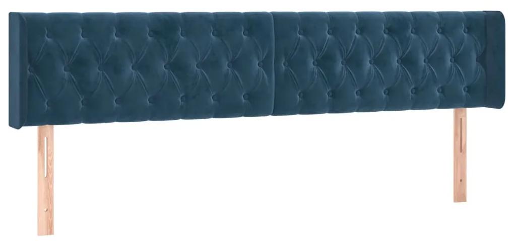 Tablii de pat, 2 buc, albastru inchis, 90x7x78 88 cm, catifea 2, Albastru inchis, 180 x 7 x 78 88 cm